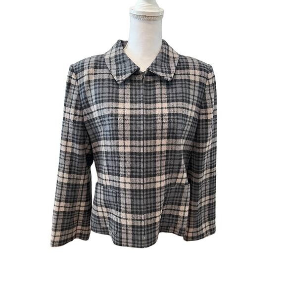 Vintage Casual Corner Gray Boxy Plaid Blazer - Picture 1 of 5